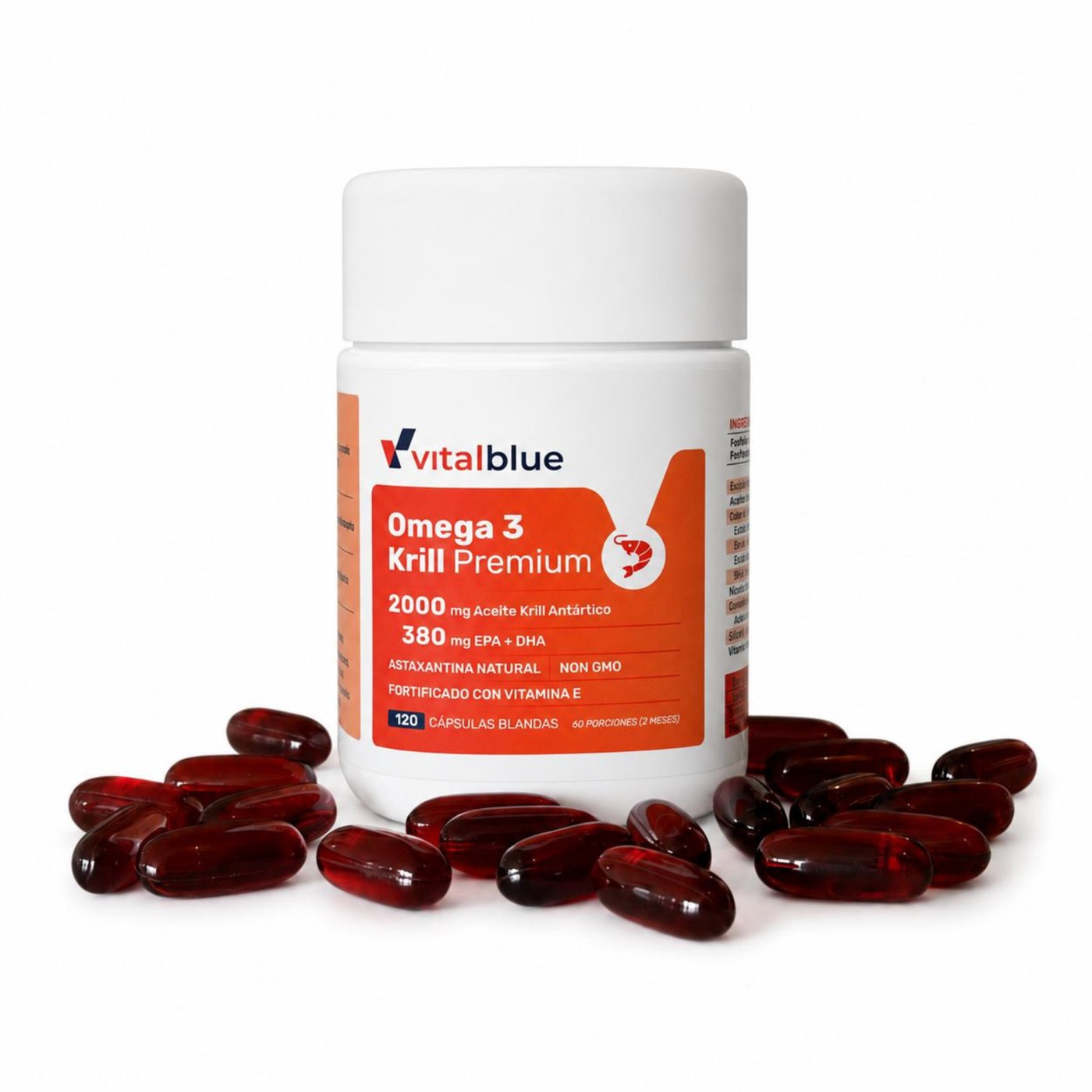 Vitalblue Omega 3 Krill Premium, frasco 120 cápsulas