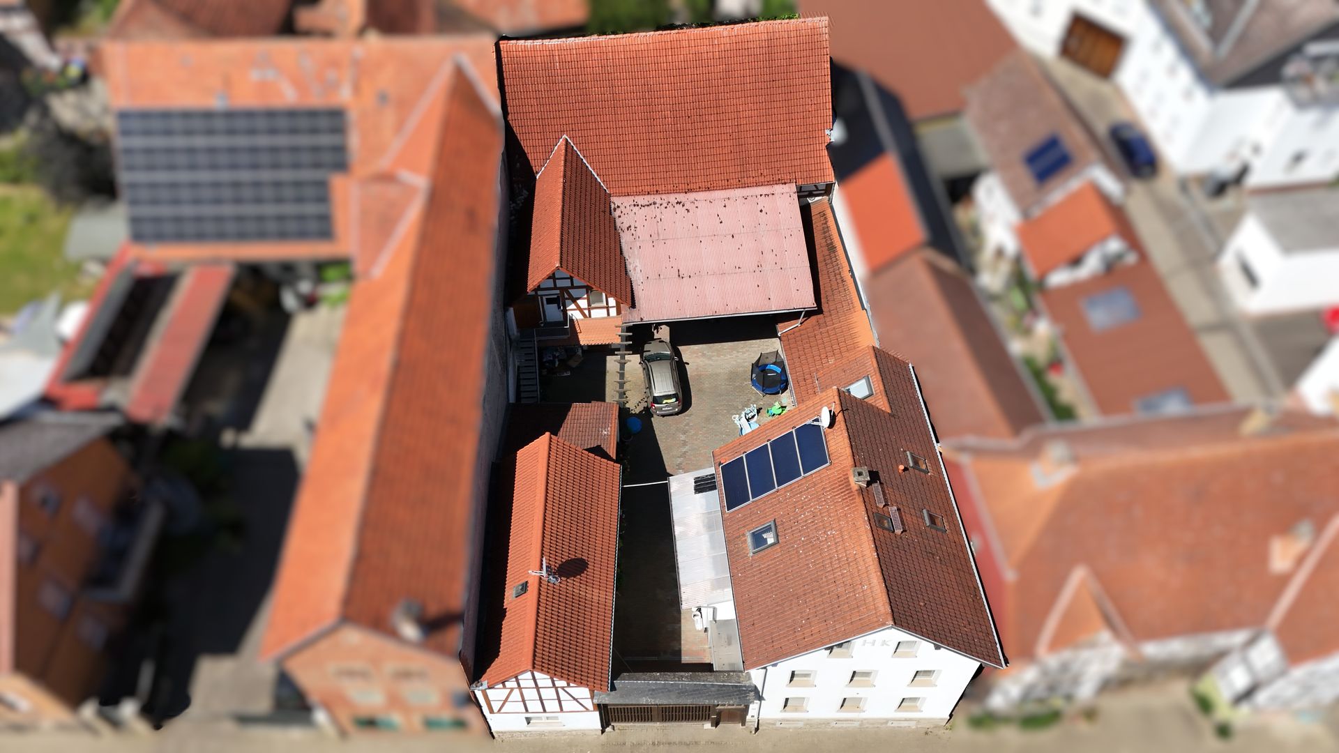 Luftbild Hofreite Wölfersheim OT Wohnbach mit Innenhof und Nebengebäuden