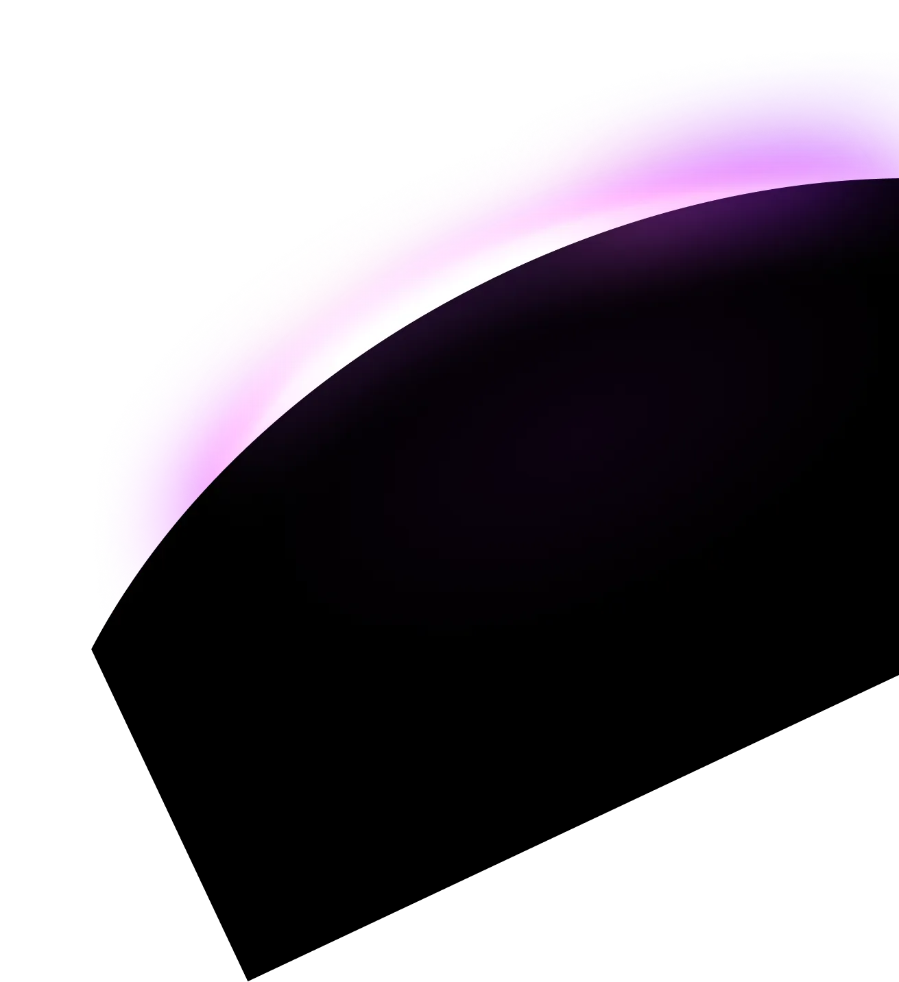 Curved crescent shape with a glowing pink and purple gradient on a black background.
