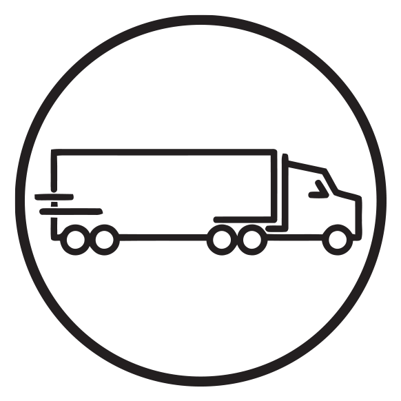 Dry van semi-truck transporting freight