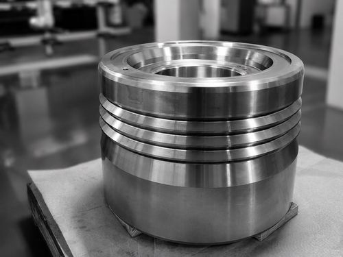 Finished machined metal component prepared for inspection