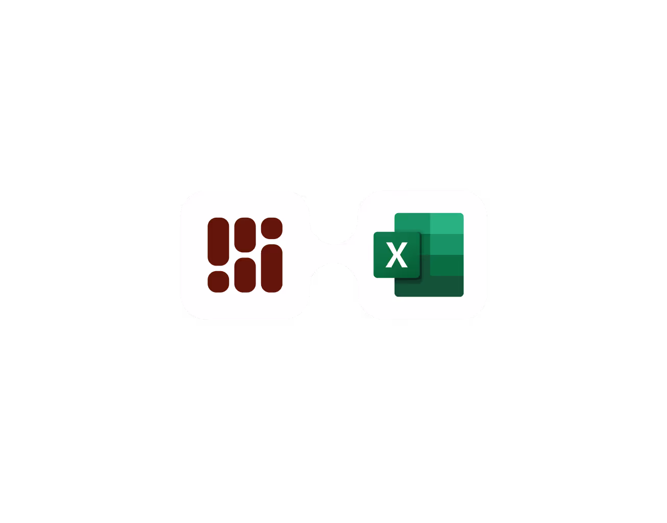 Icon showing data grid logo linked to Microsoft Excel logo.