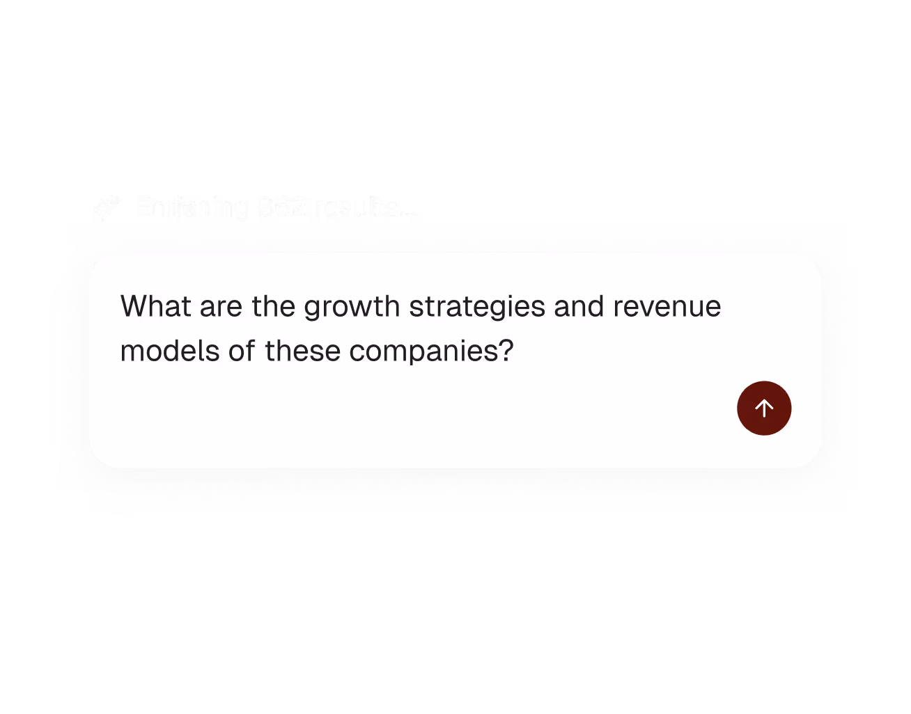 Text box displaying a question about growth strategies and revenue models of companies.