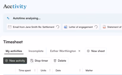 Timesheet activity highlight