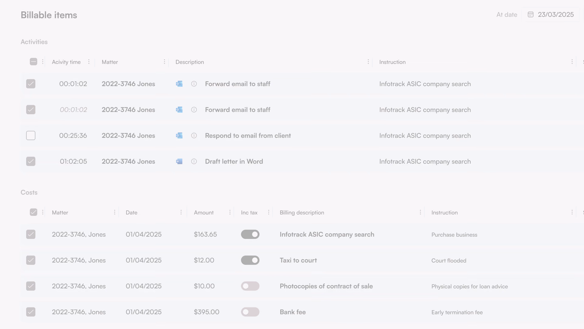 Billable Capture background view