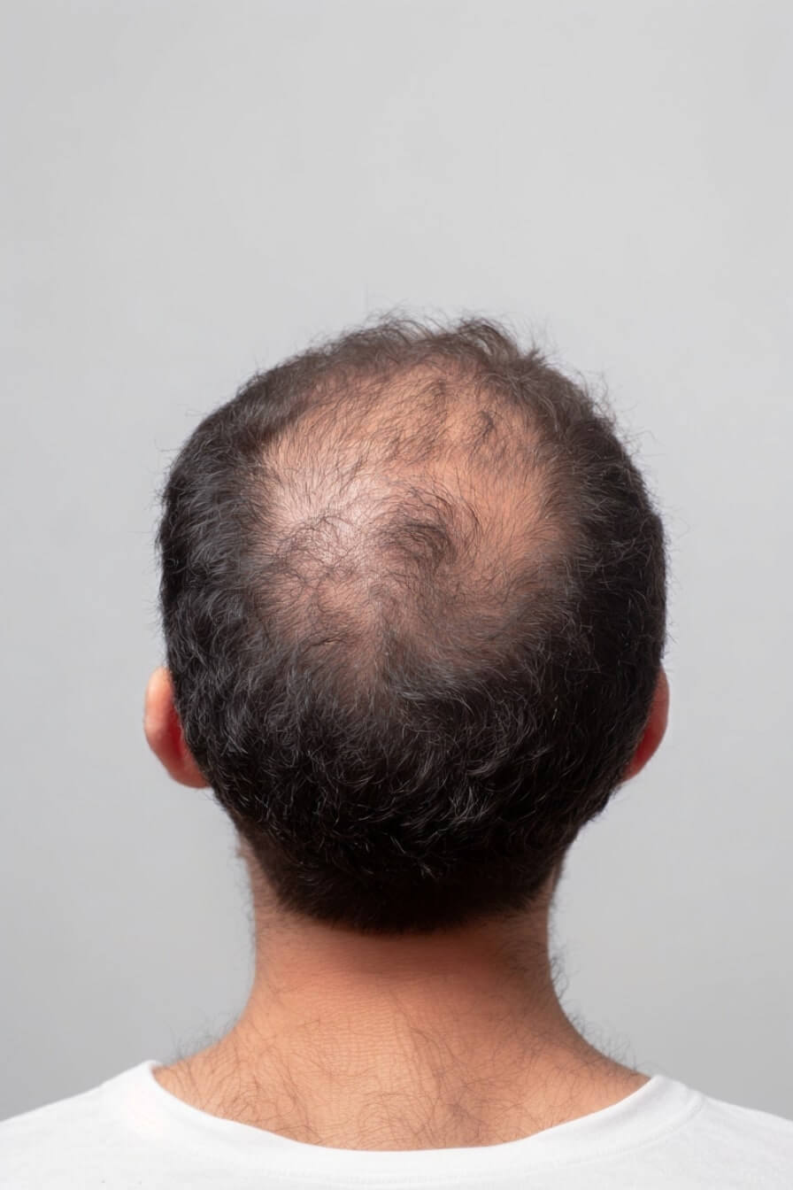 Hair of Moh A. before PRP treatment with supplements