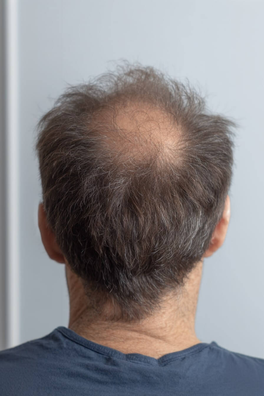Hair of Yann P. before PRP, exosome and supplement treatment