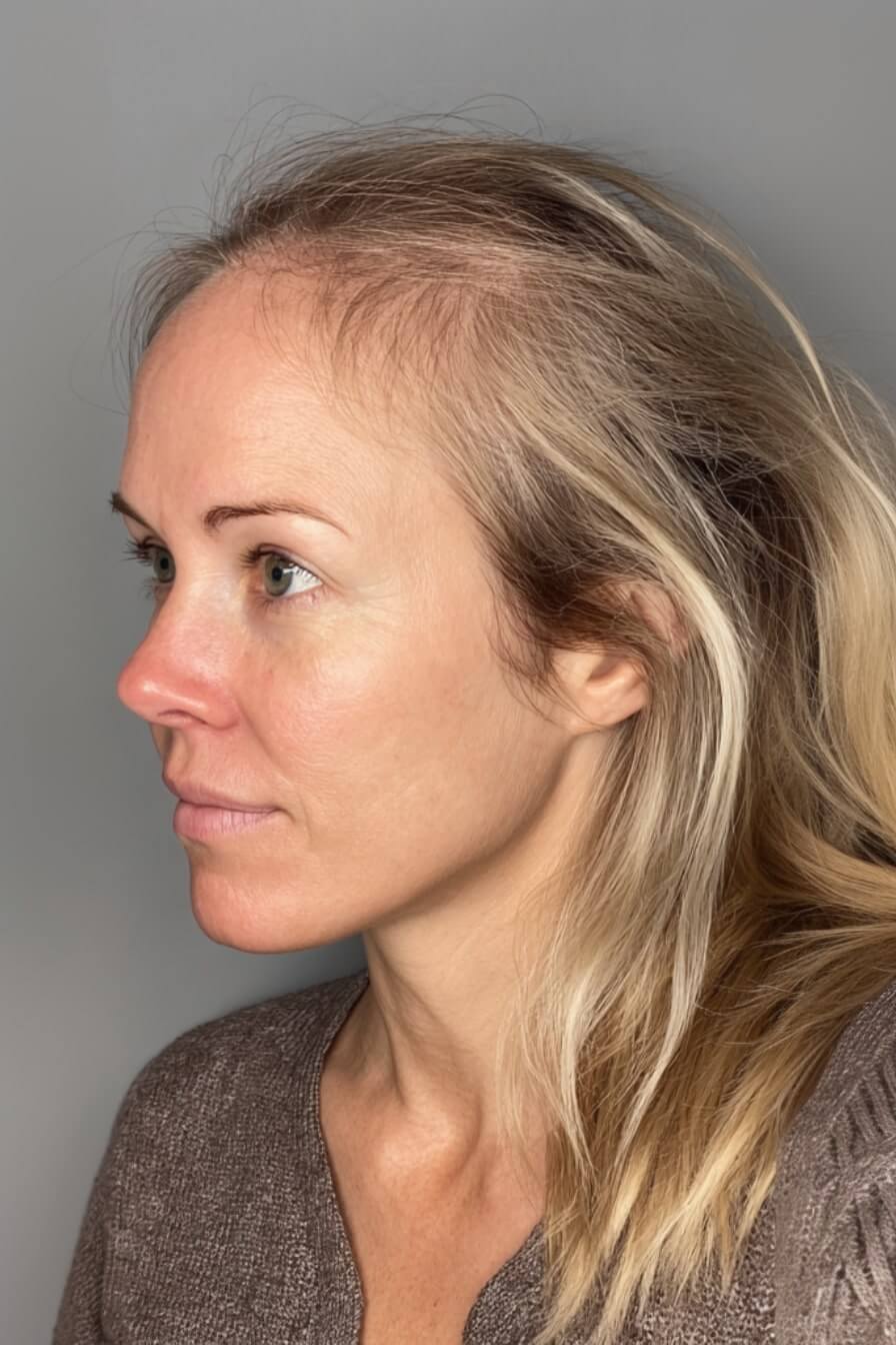 Hair of Marie S. before PRP treatment with supplements