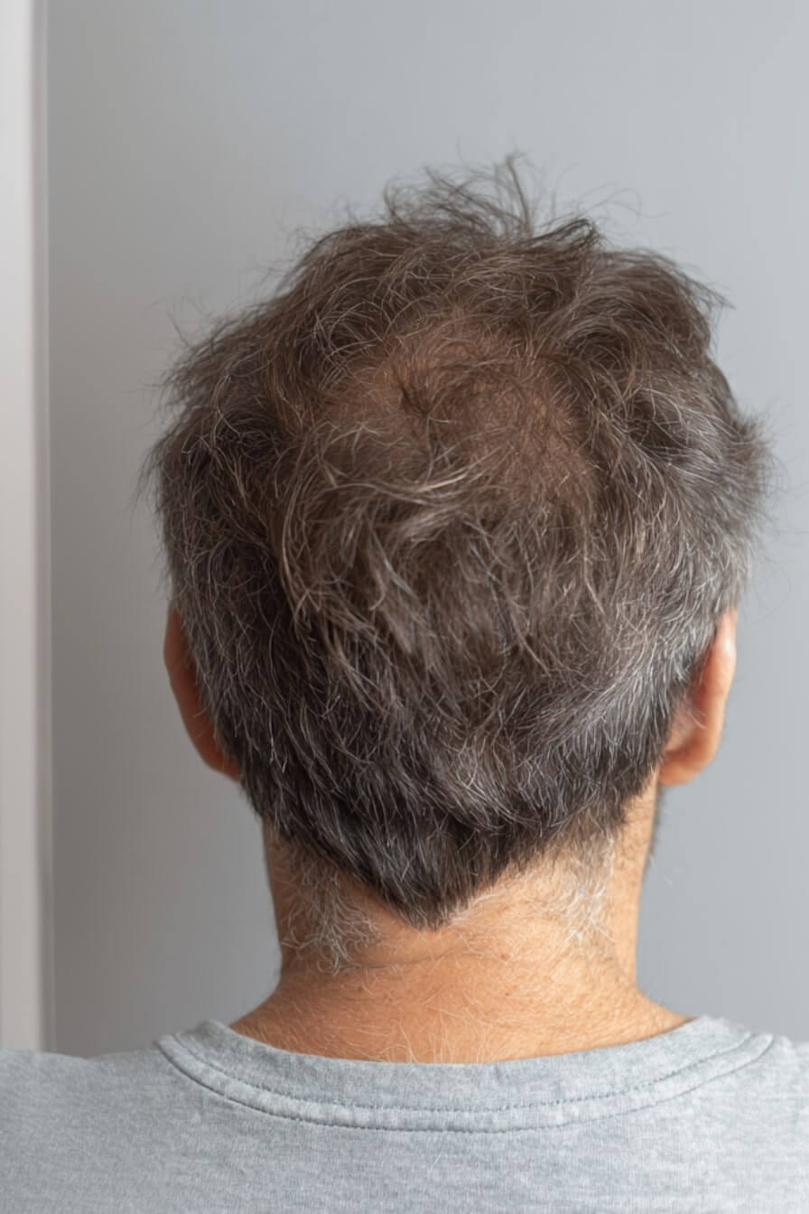Hair of Yann P. 3 months after PRP, exosome and supplement treatment