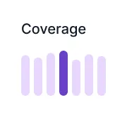 Coverage indicator with seven vertical bars, the middle bar is highlighted in dark purple.