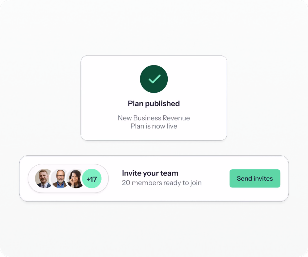 Driven confirming a published plan and prompting to invite twenty team members