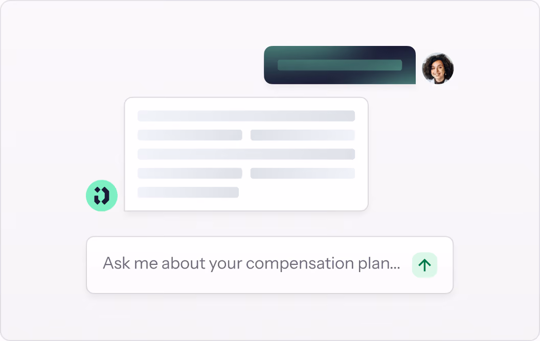 A rep asking Driven about their compensation plan and getting an instant written answer