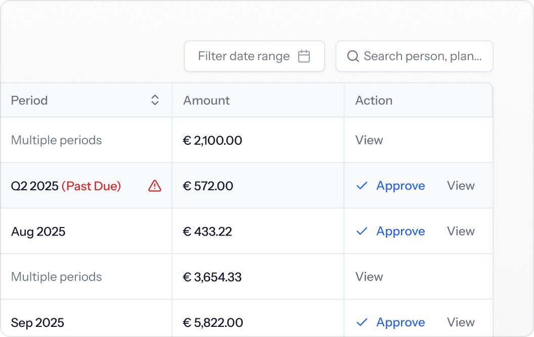 Notifications confirming a commission rate change, what reps can see, and that approved deals are untouched
