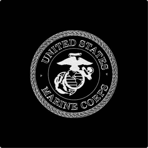Emblem of the United States Marine Corps featuring an eagle perched on a globe with an anchor behind it.