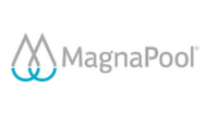 MagnaPool brand logo with stylized double M symbol in gray and blue.