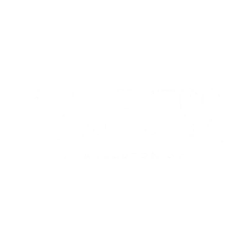 project92 Project 90 logo with text 'Charleston SC' below it in white font on a transparent background.