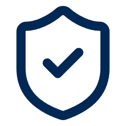 Shield icon with check mark symbolizing security and protection.
