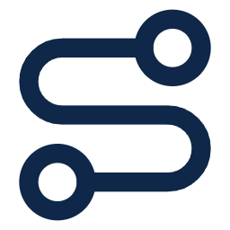 Abstract dark blue winding path with circular start and end points.