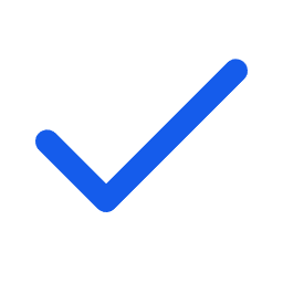 Blue checkmark icon on a white background.