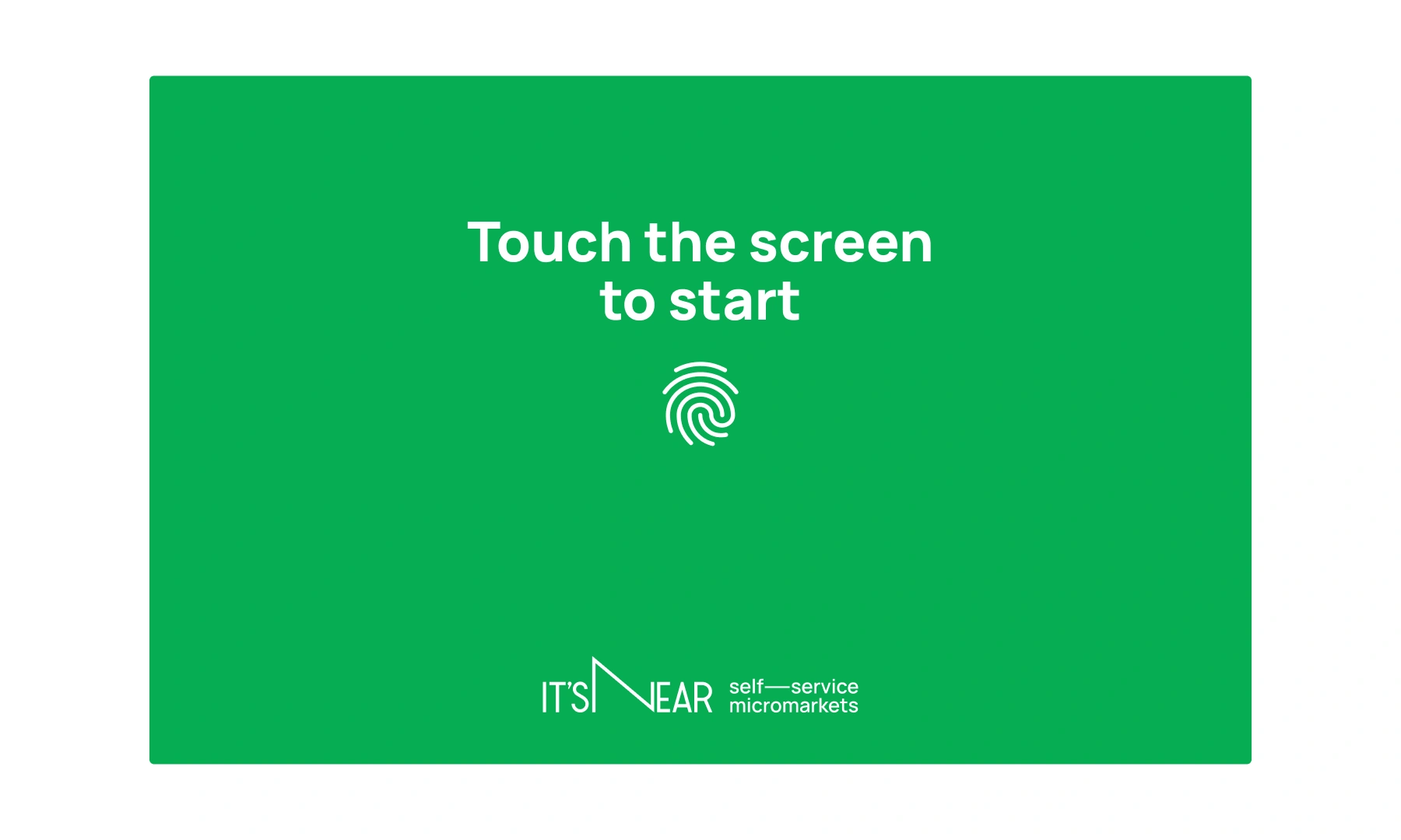 Micromarket terminal UI: Redesigned high-visibility green lock screen with a 'Tap to start' prompt.