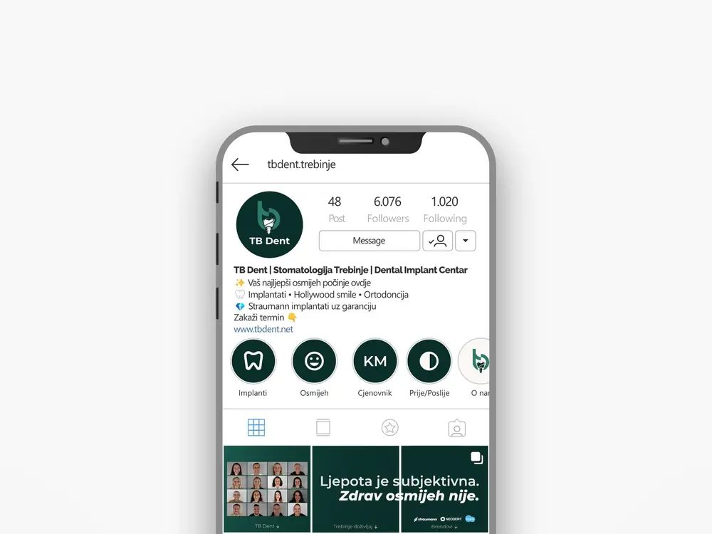 Instagram profil TB Dent posle IKONA programa