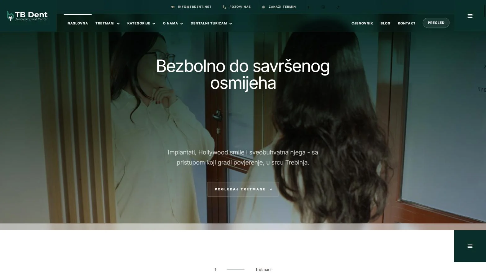 Nova naslovna strana tbdent.net, sajt ordinacije TB Dent iz Trebinja