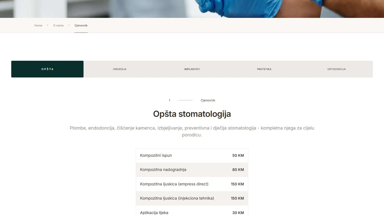 Cjenovnik TB Dent, 63 cijene iz CMS-a