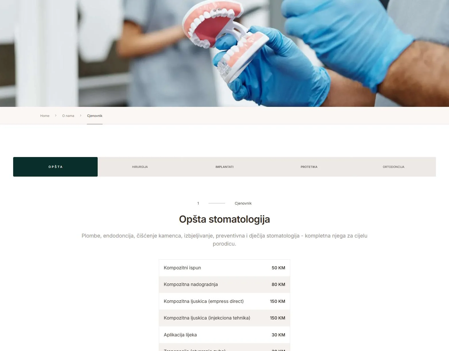 Cjenovnik sa 63 cijene iz CMS-a