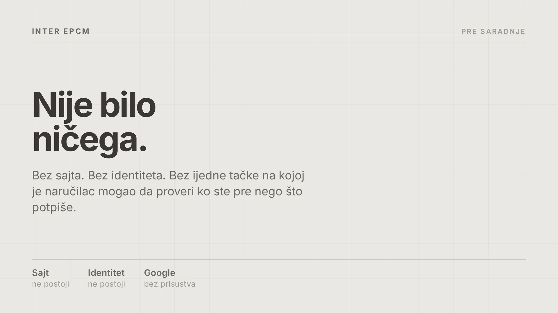 Inter EPCM pre saradnje: bez sajta i bez identiteta