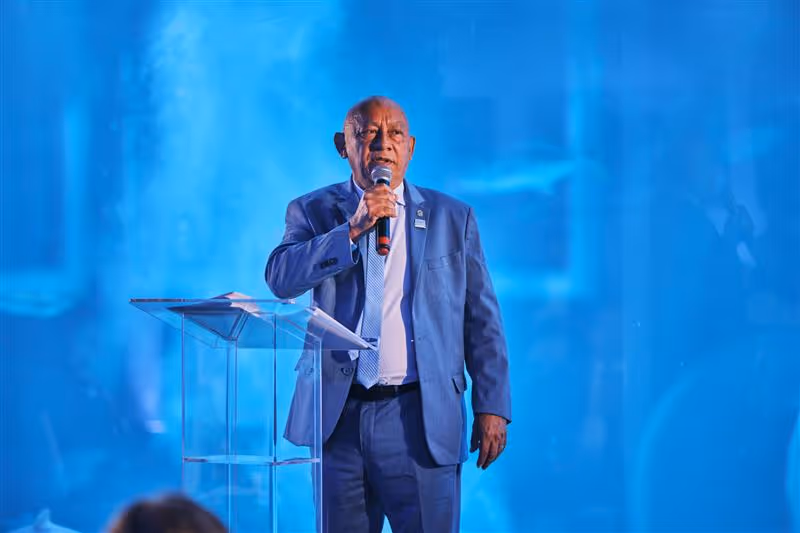 Mayor Hamilton Brito of Curuçá, Brazil, speaking at the Local Leaders Forum in Río, ahead of COP30.