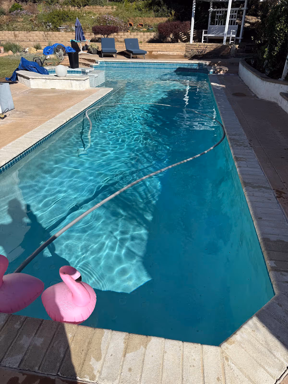 A pool that is currently being serviced in Carlsbad.