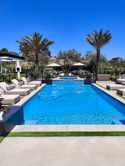 A swimming pool that has been serviced in Encinitas, CA.