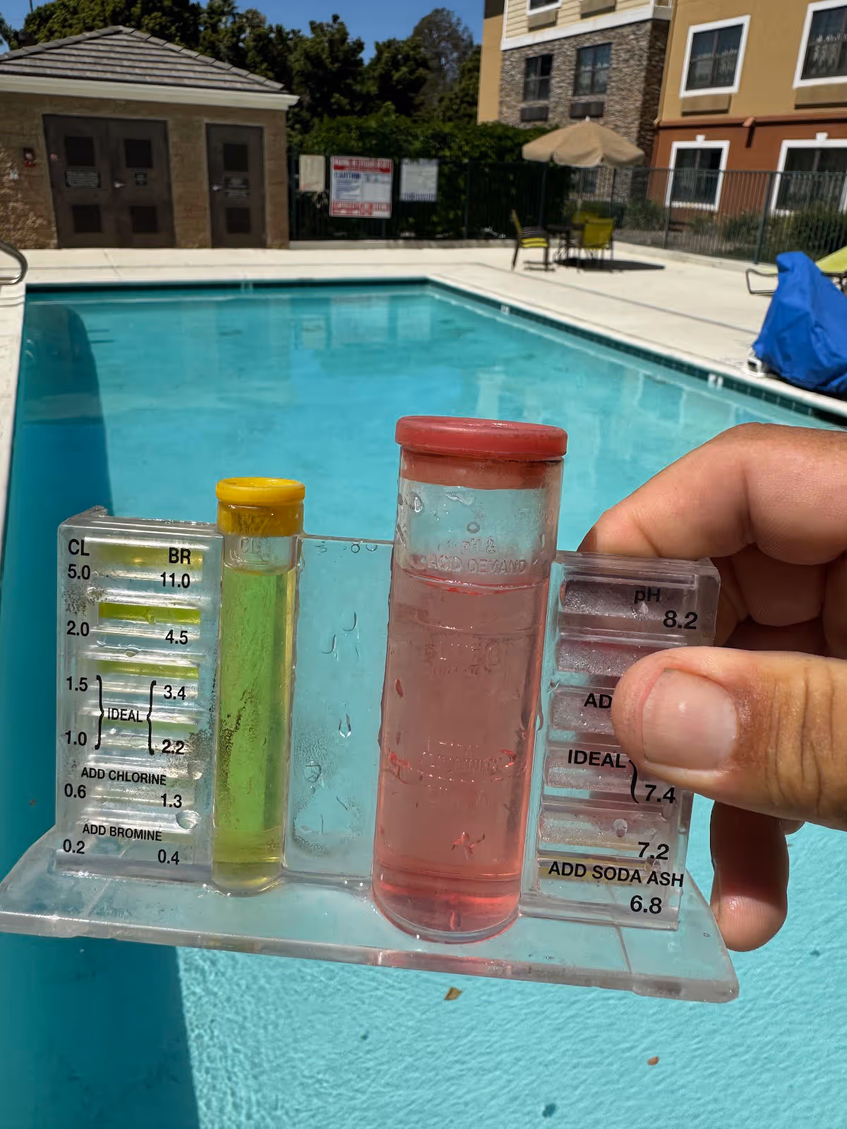 Chemical balancing for a Carlsbad pool.
