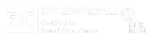 ISO 27001:2022 certified by Brand Compliance with a black and white logo featuring '3C' and a fingerprint icon.