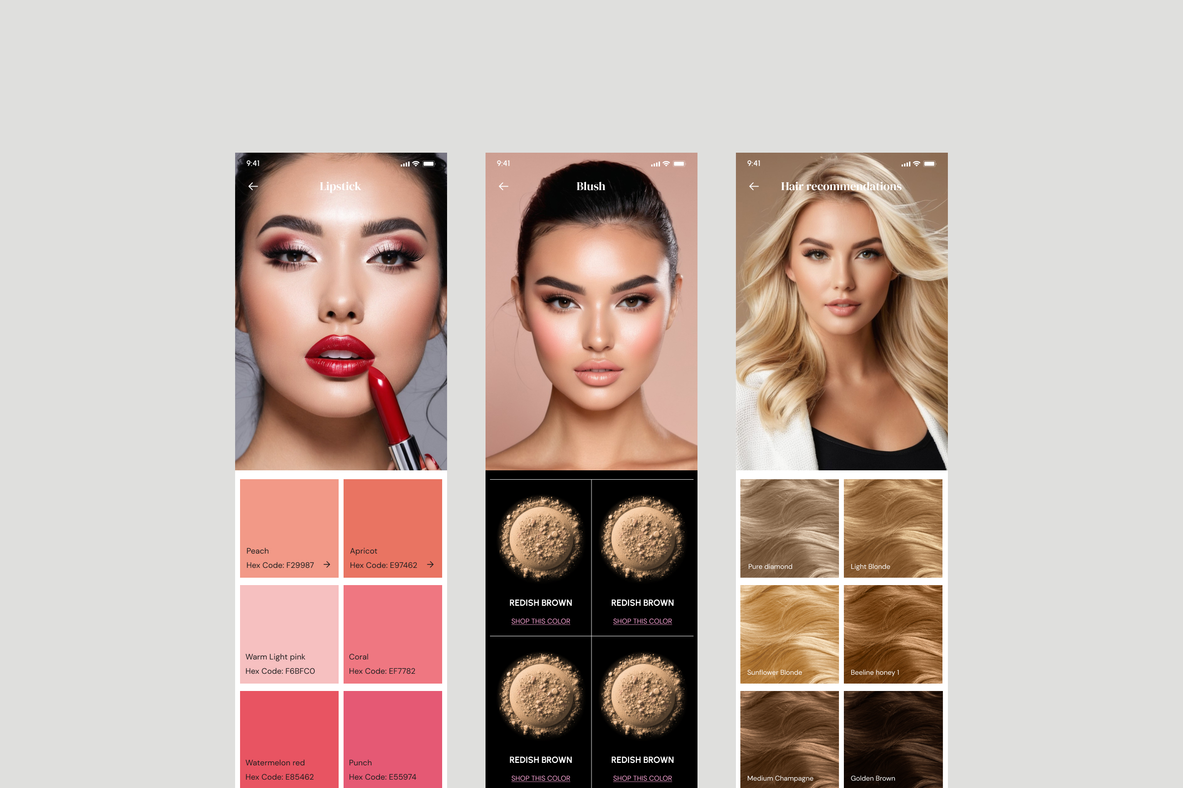 MISI app: AI personal colour analysis onboarding on mobile — self-assessment of eye, hair and skin tone