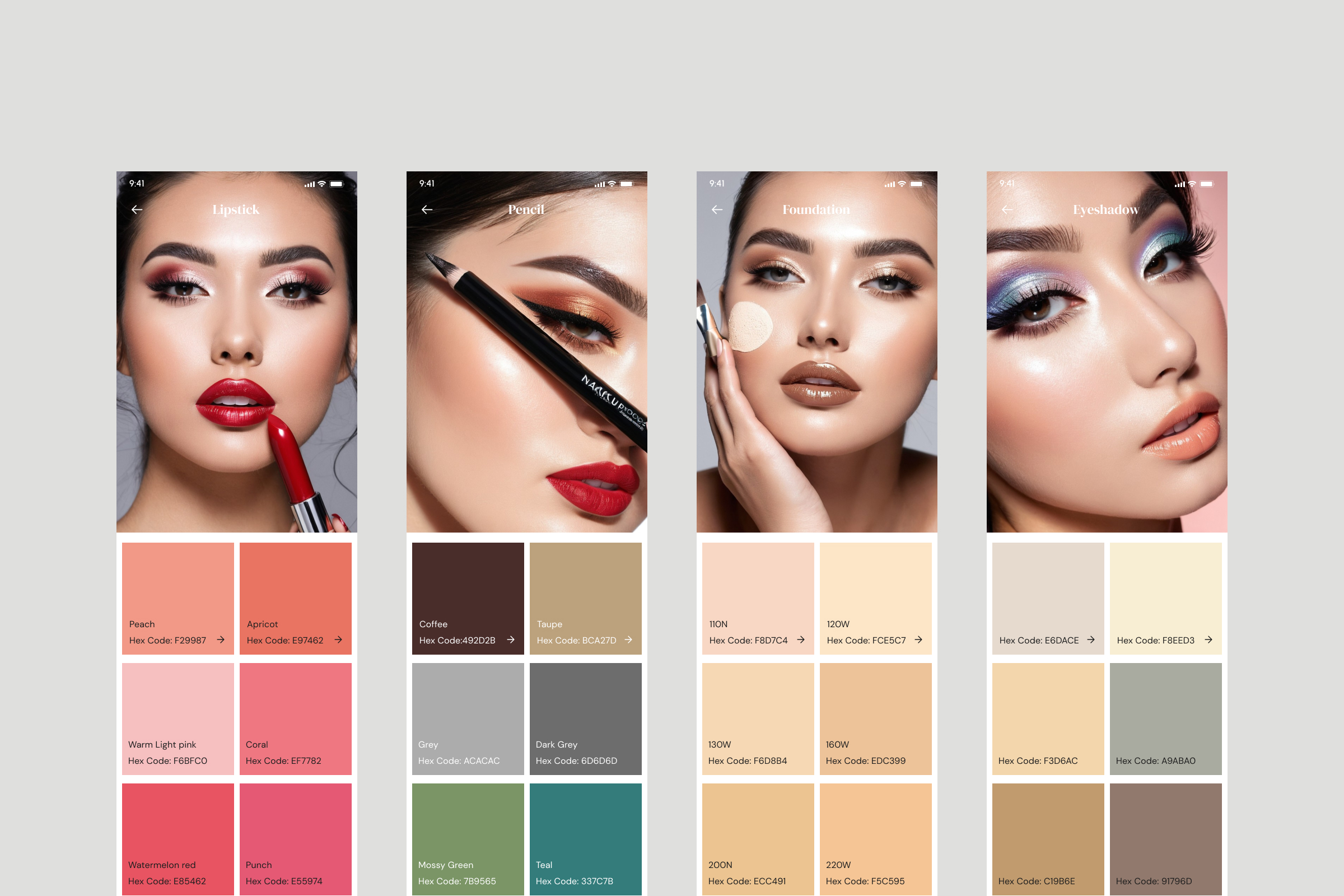 MISI result screen: the user's personal colour palette generated from the eight self-assessment inputs
