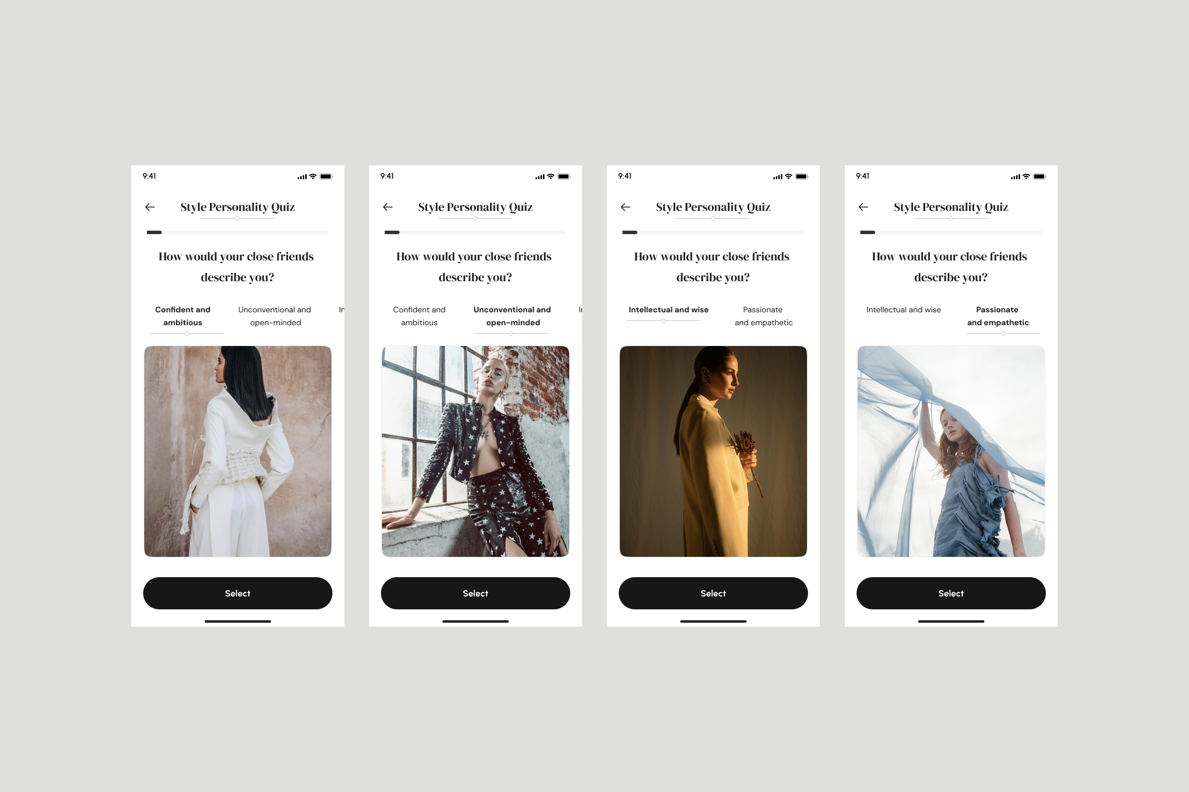 MISI onboarding: contrast step with High, Medium and Low reference cards showing sample faces