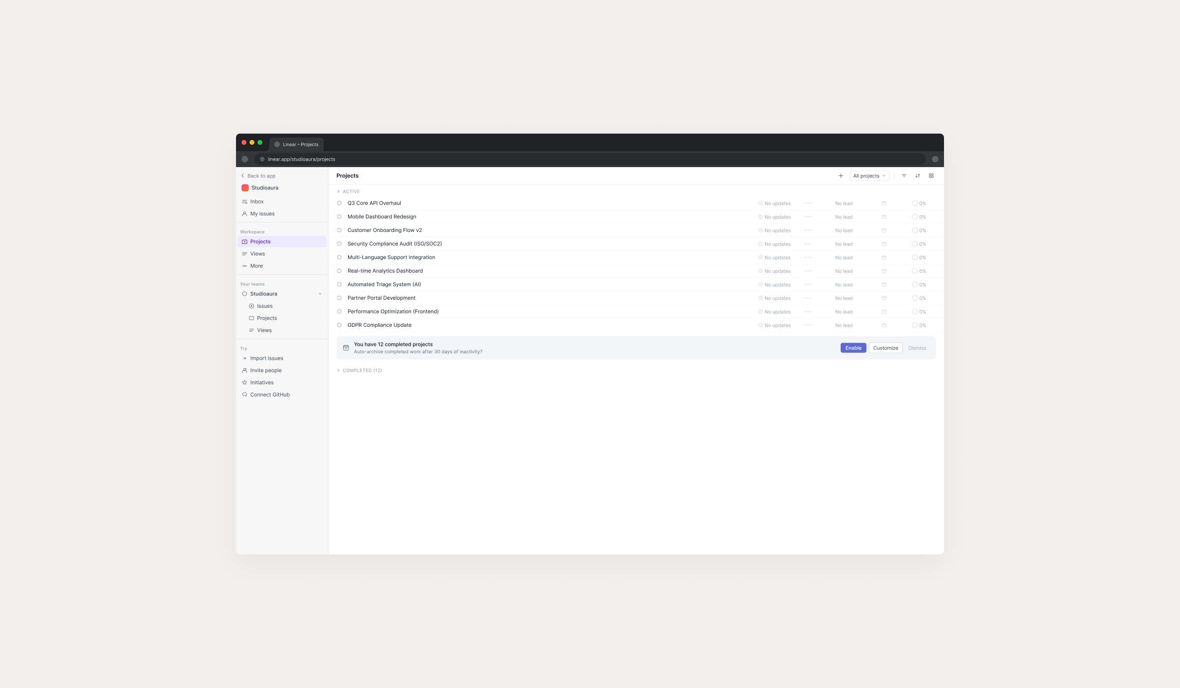 Linear speculative redesign overview: three interconnected surfaces built on functionality Linear already has