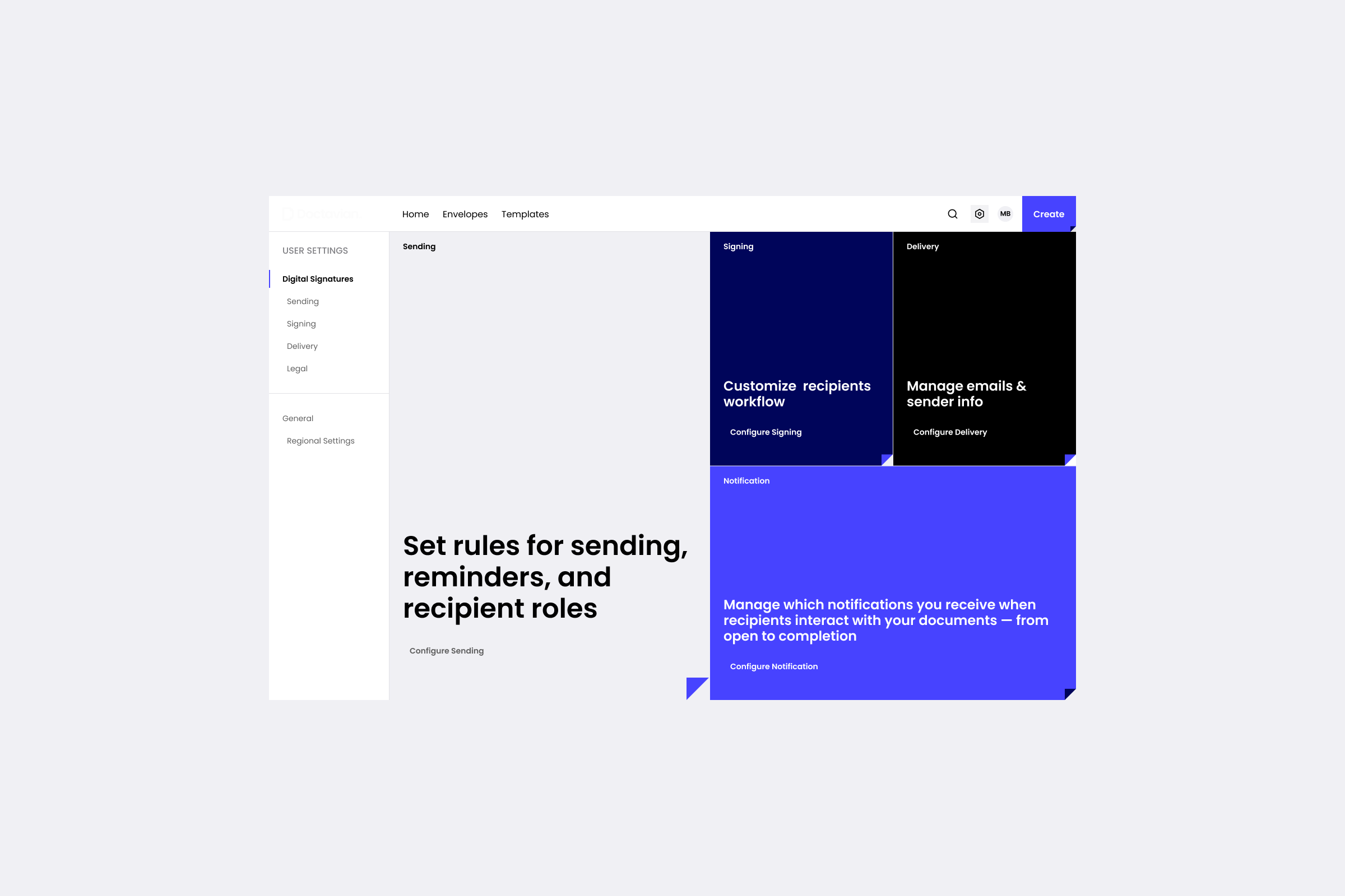 E-signature platform product screen assembled from the token-based design system
