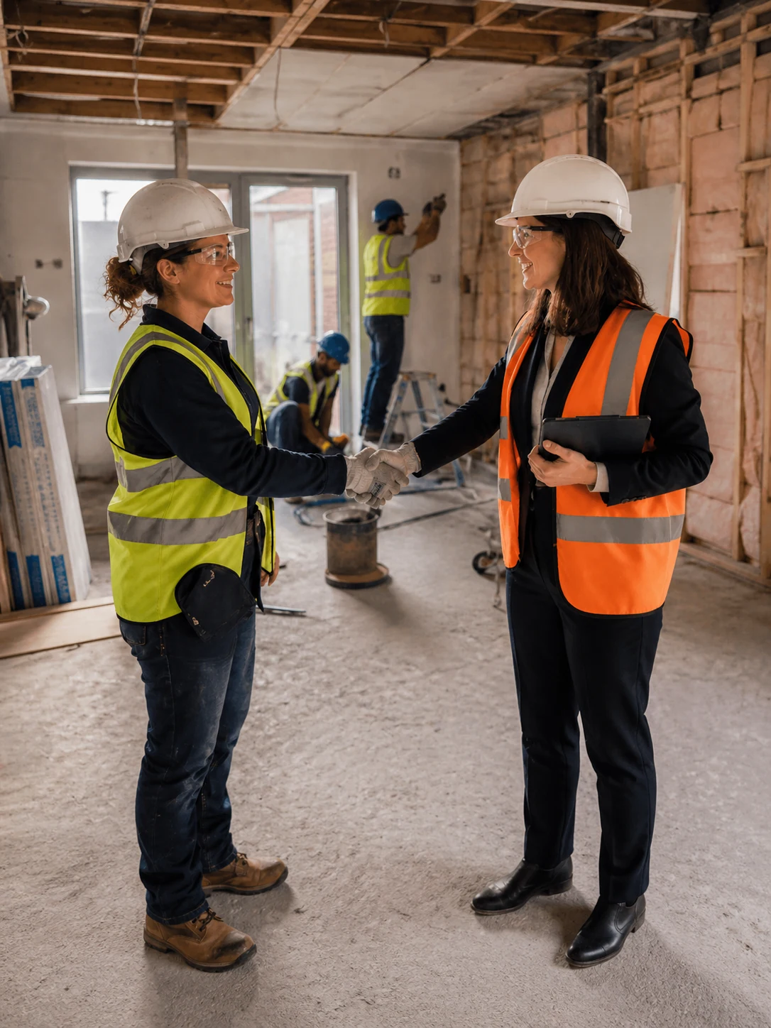 Site inspection and project coordination during a housing retrofit project.