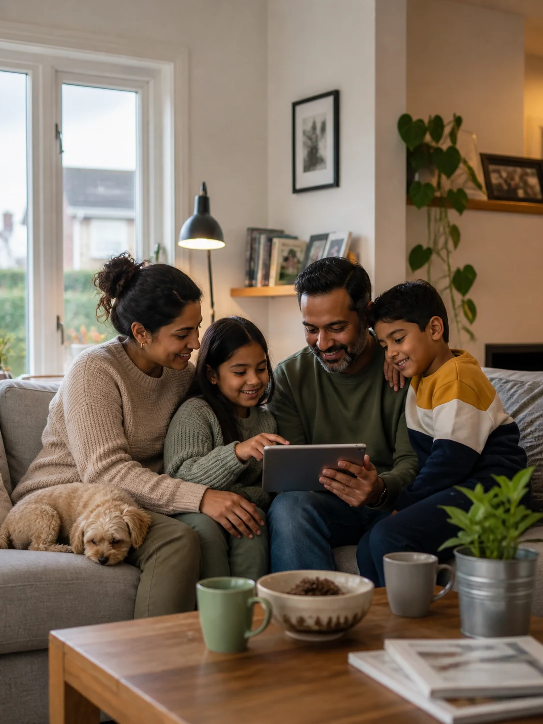 Family enjoying a warm, comfortable and energy-efficient home after retrofit improvements.