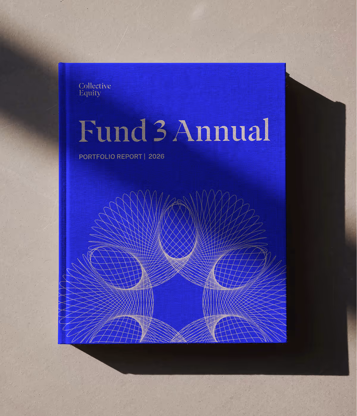 A bright blue, high quality book / fund report for Collective Equity.
