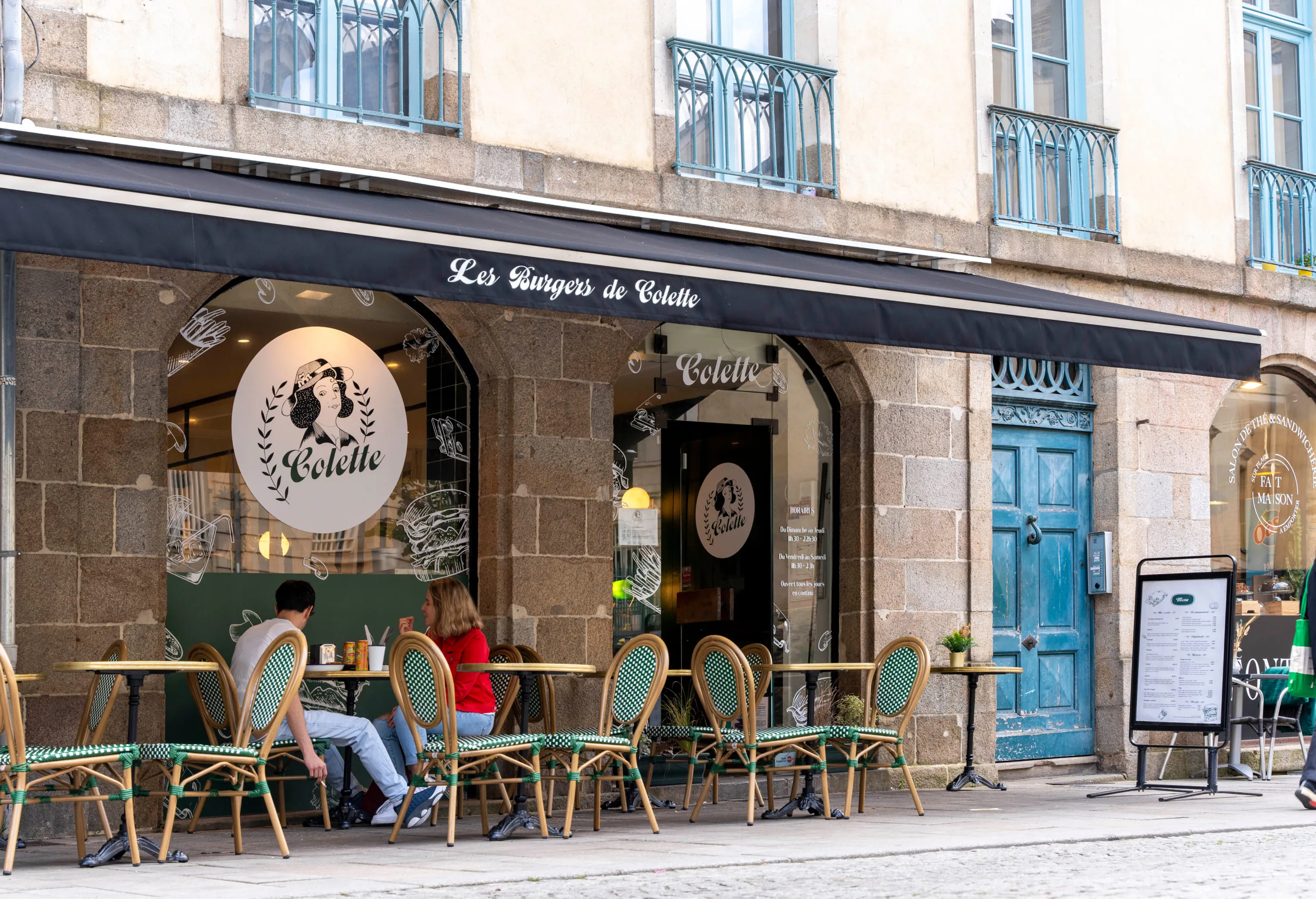 La devanture du restaurant les Burgers de Colette de Renne près de la place Ste Anne