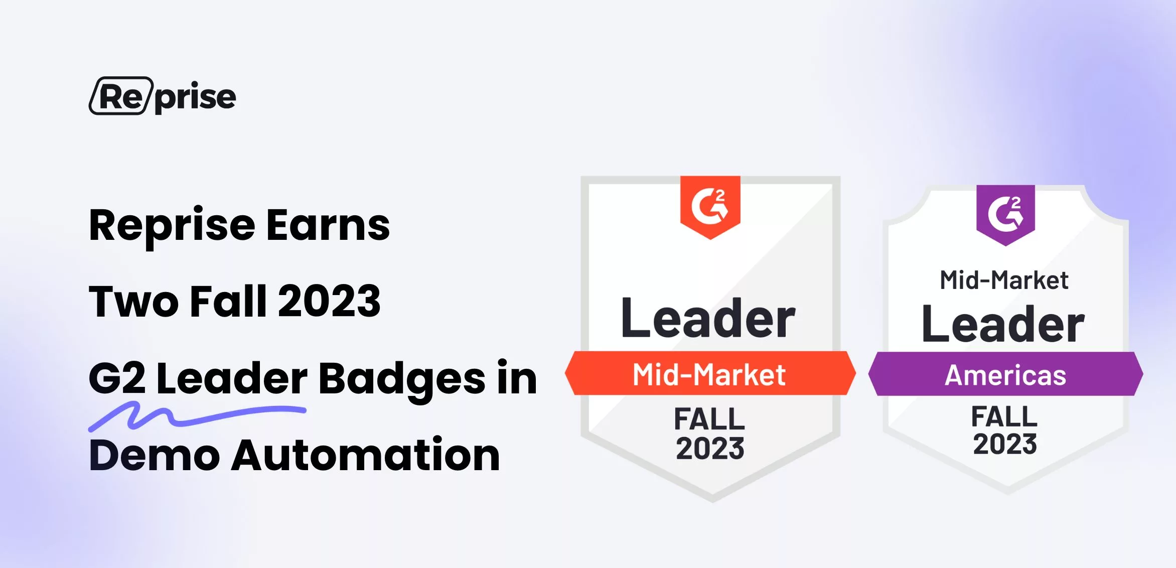 Reprise Wins G2 Leader Awards for Demo Automation