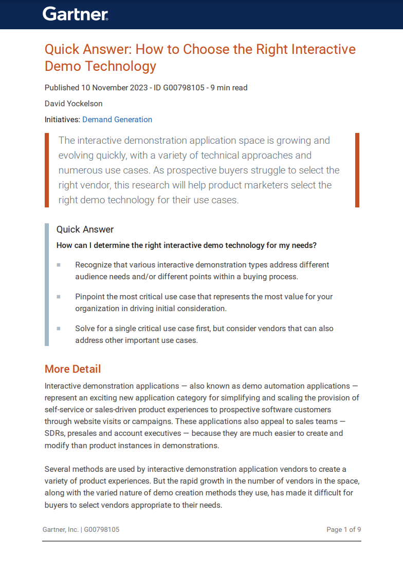 Gartner®: How to Pick the Right Interactive Demo Tech
