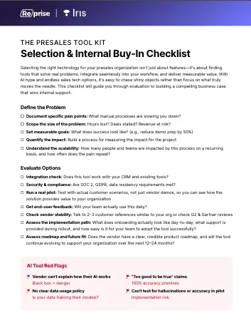 The Presales Tool Kit: Selection & Internal Buy-In Checklist