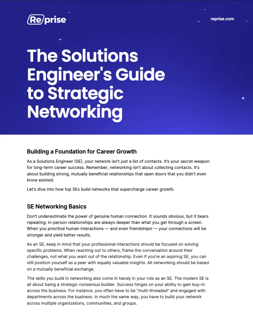 The Solutions Engineer's Guide to Strategic Networking