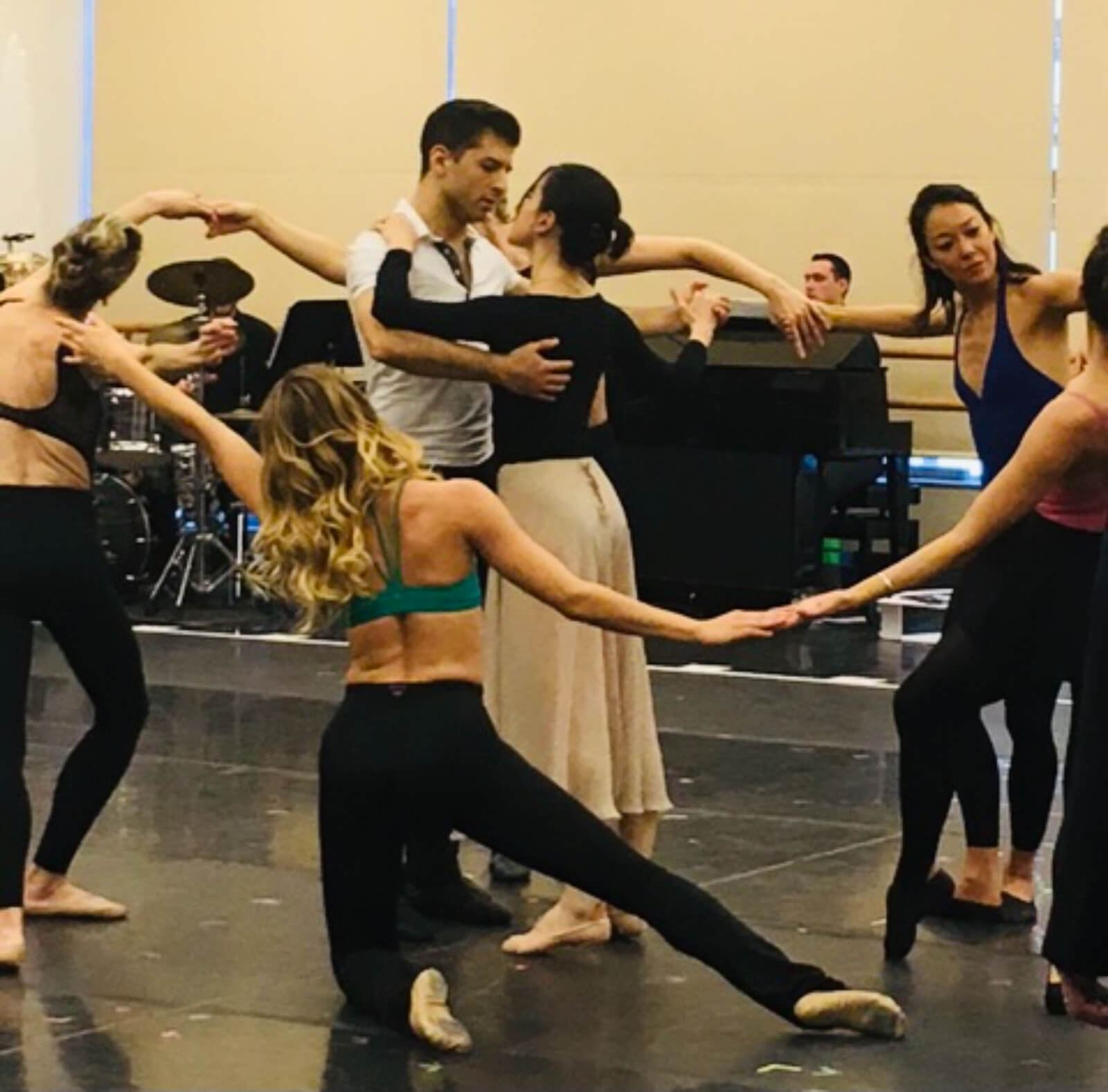 The company of The Beast in the Jungle rehearsing a moment inspired by the artist Matisse.