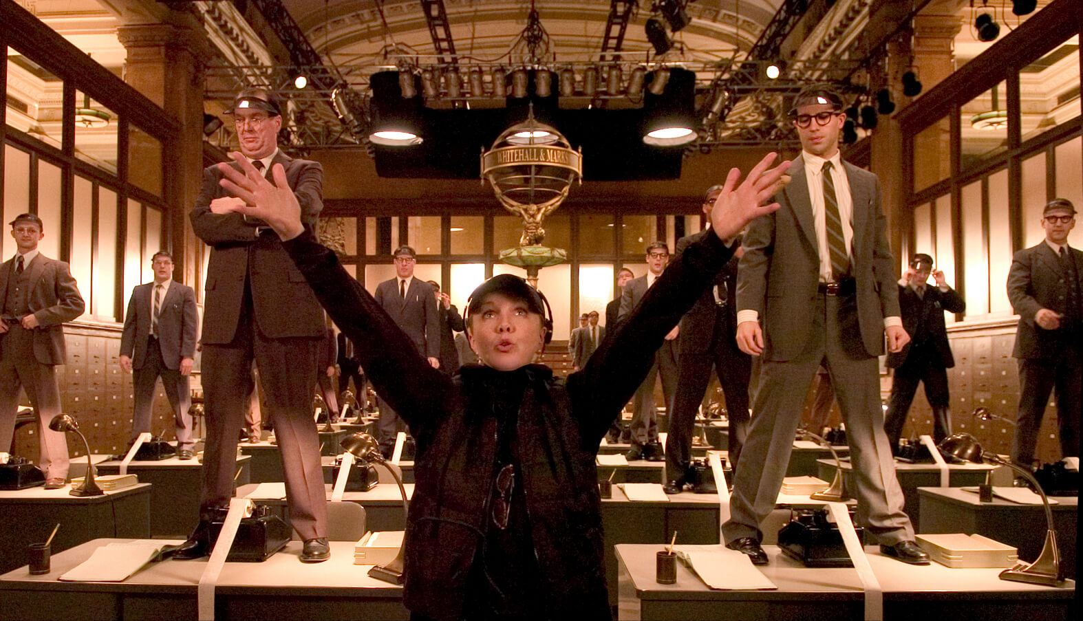 Susan Stroman directing the Accountants during a rehearsal.