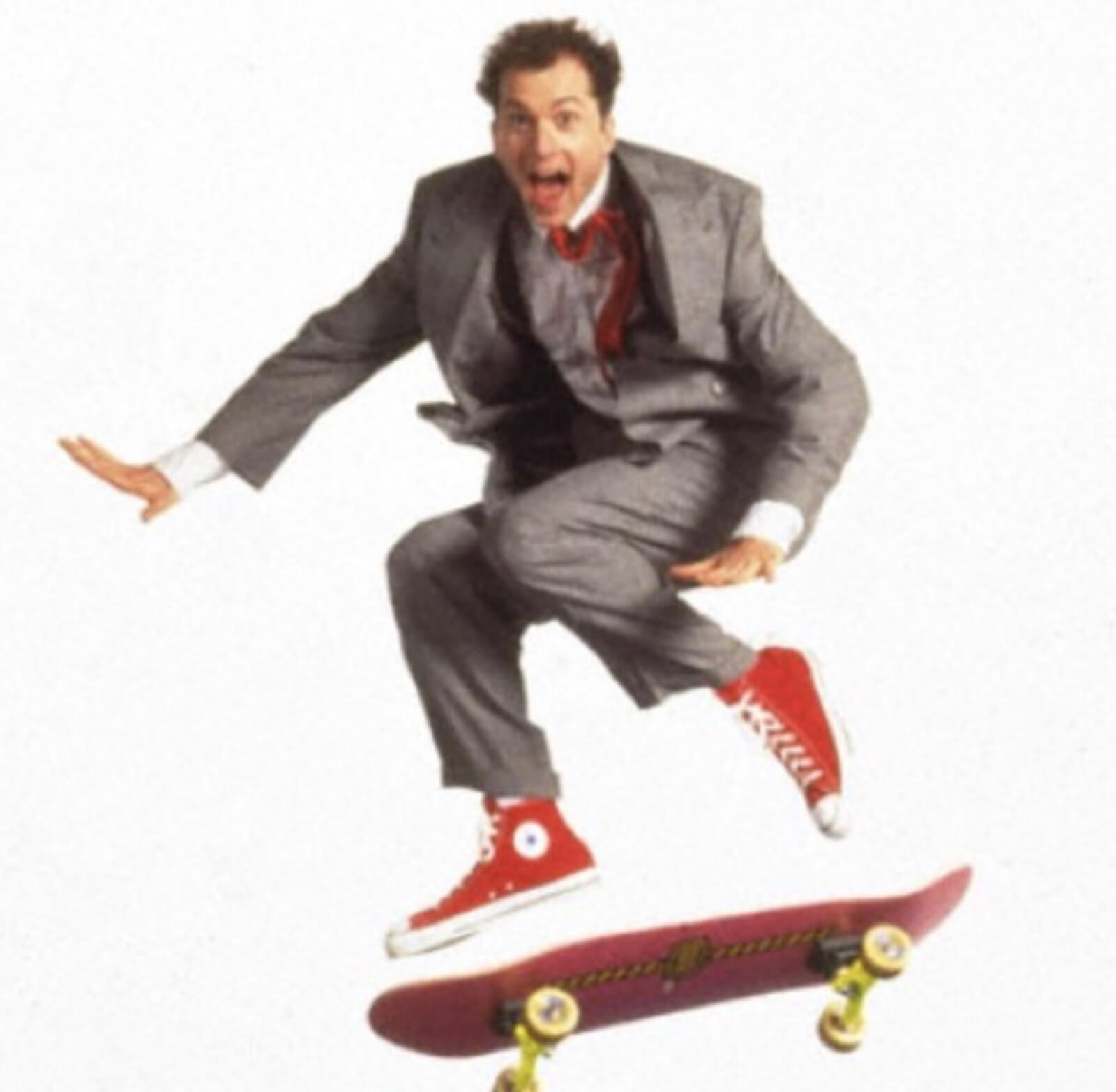 Daniel Jenkins in Big The Musical with a skateboard